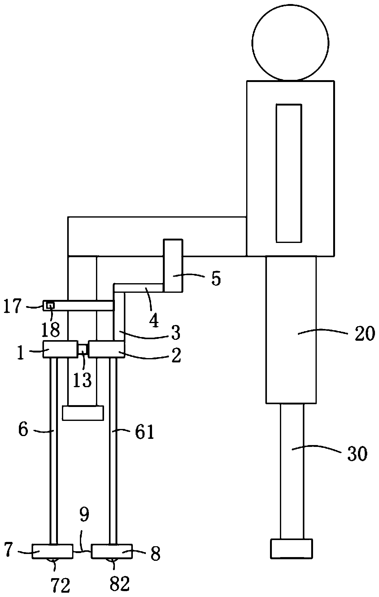 A single-leg assisted mobile medical support that can control the distance of a single movement