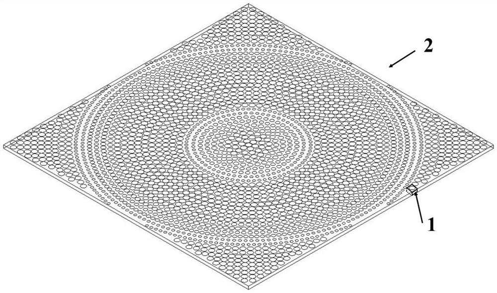 Plane wave to spherical wave phased array chip based on graphene metasurface