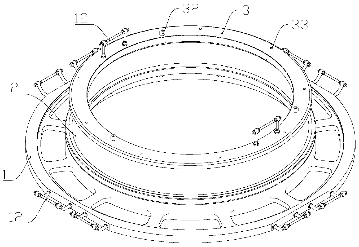 Annular thin-walled part shape correcting tool and shape correcting and rubber pouring method