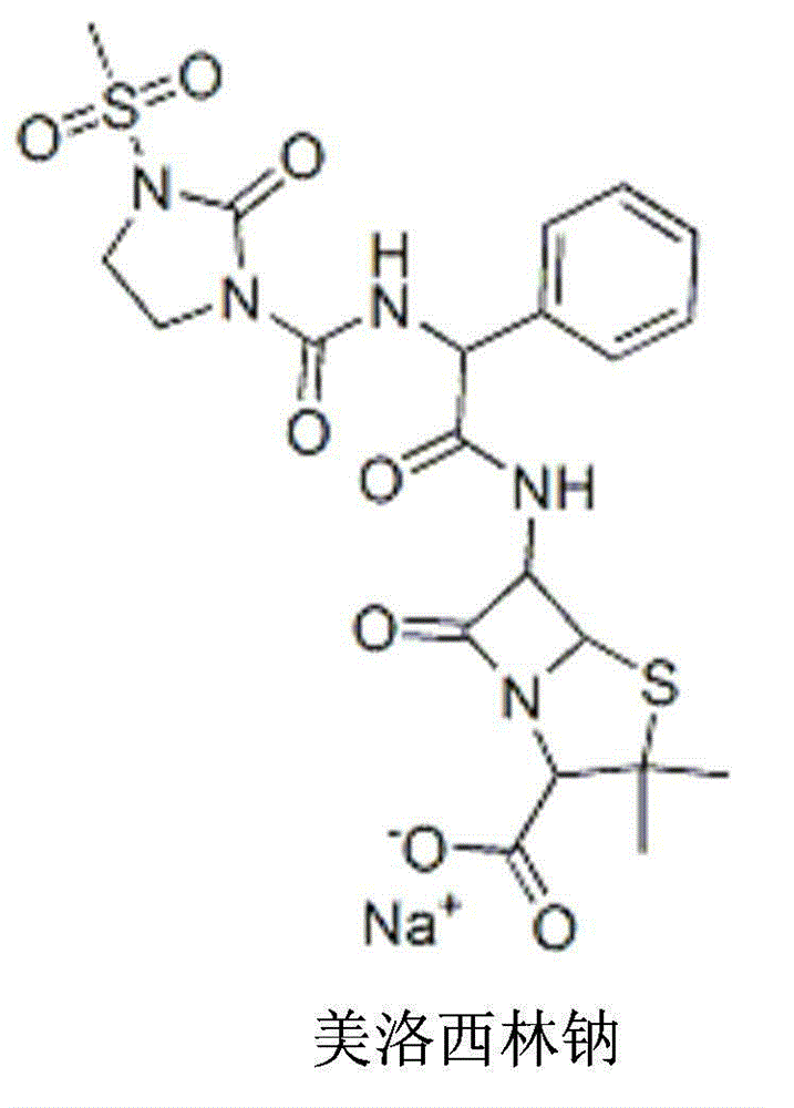 Mezlocillin sodium pharmaceutical composition for injection and preparation method thereof