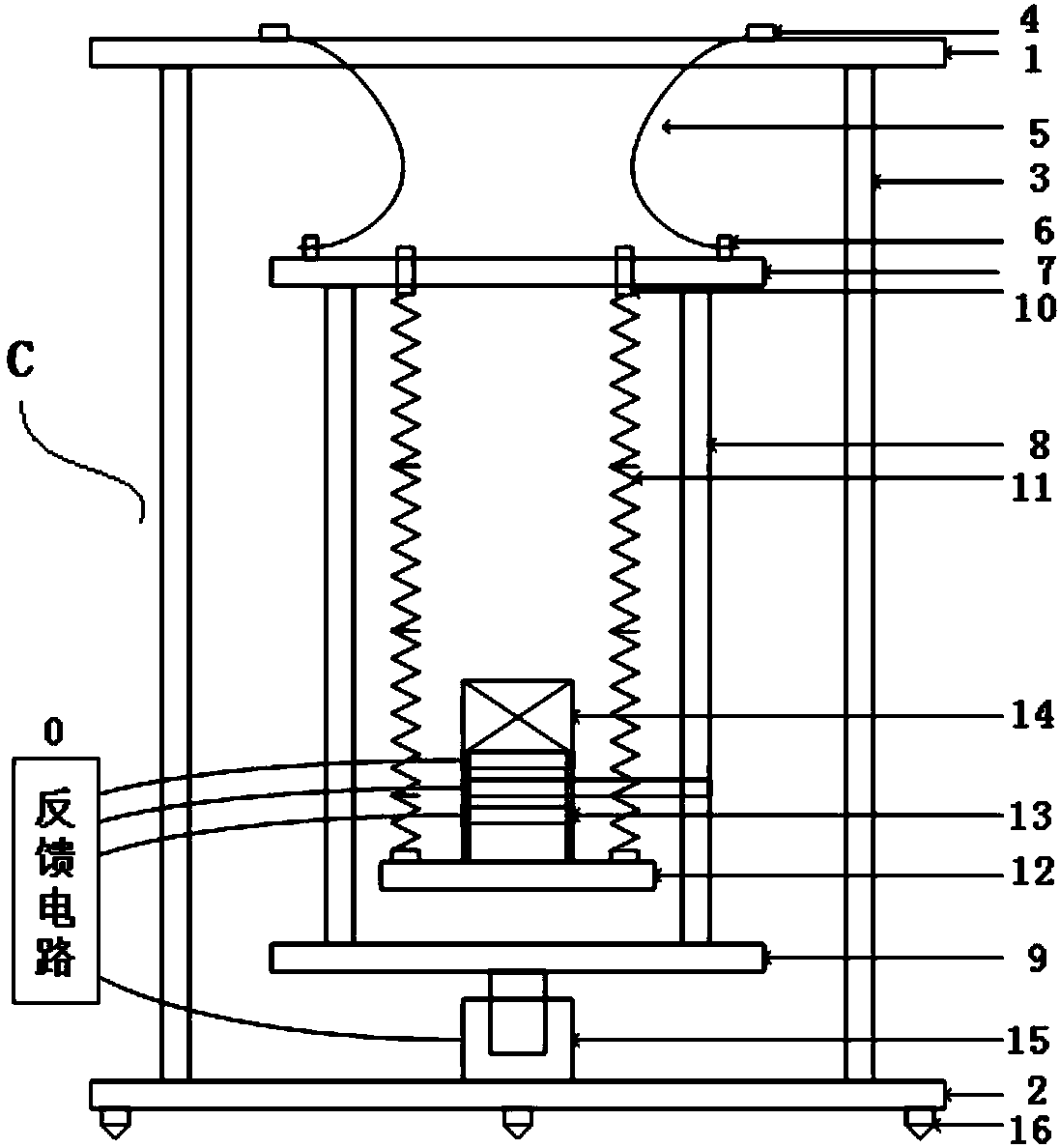 Absolute gravimeter vibration isolation system based on three leaf spring and three suspension spiral springs