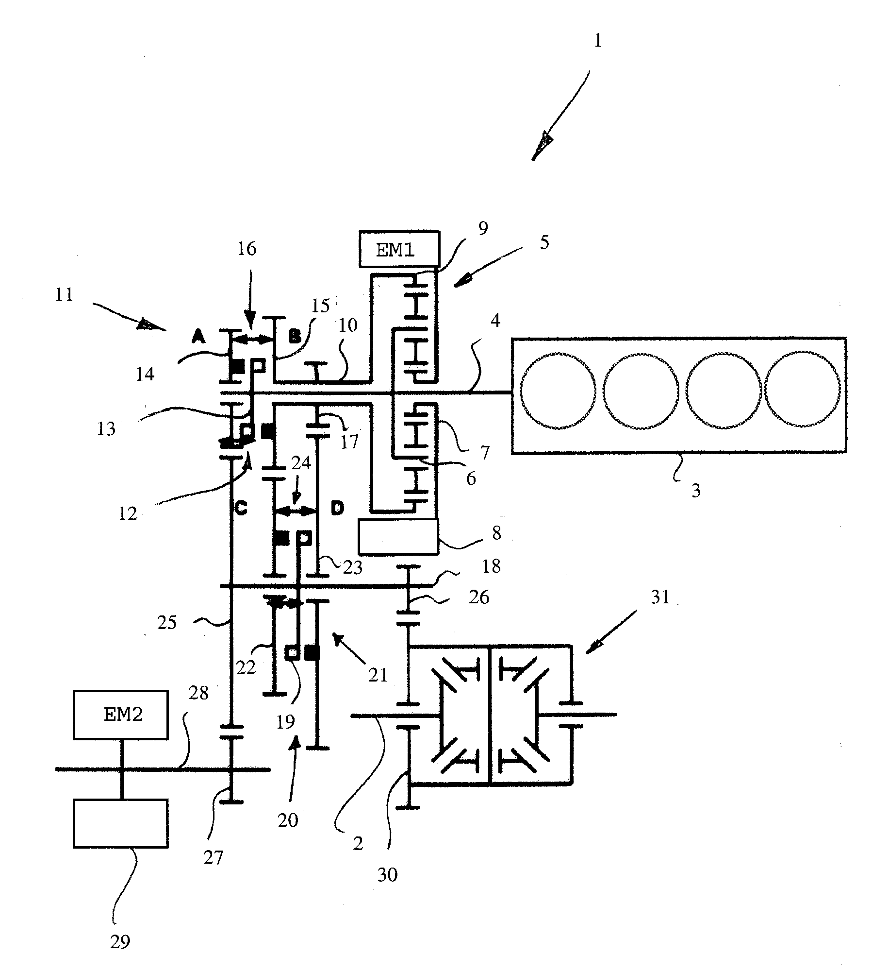 Hybrid drive train for a motor vehicle