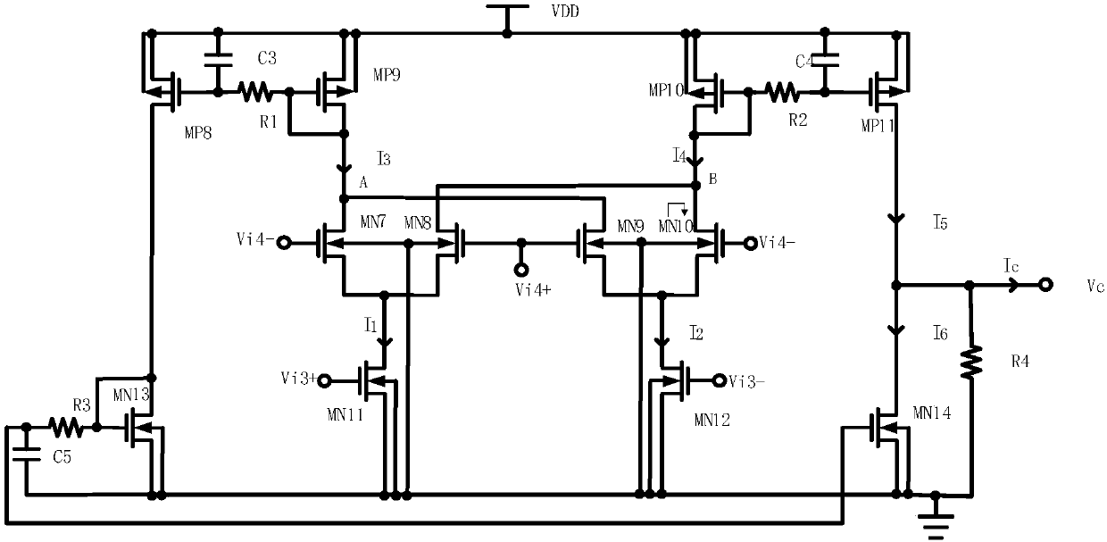 Low-voltage self-modulation variable gain amplifier circuit and hybrid integrated circuit
