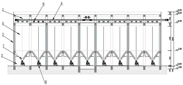 Low-temperature grain storage double-layer wall square silo and silo entering and exiting method