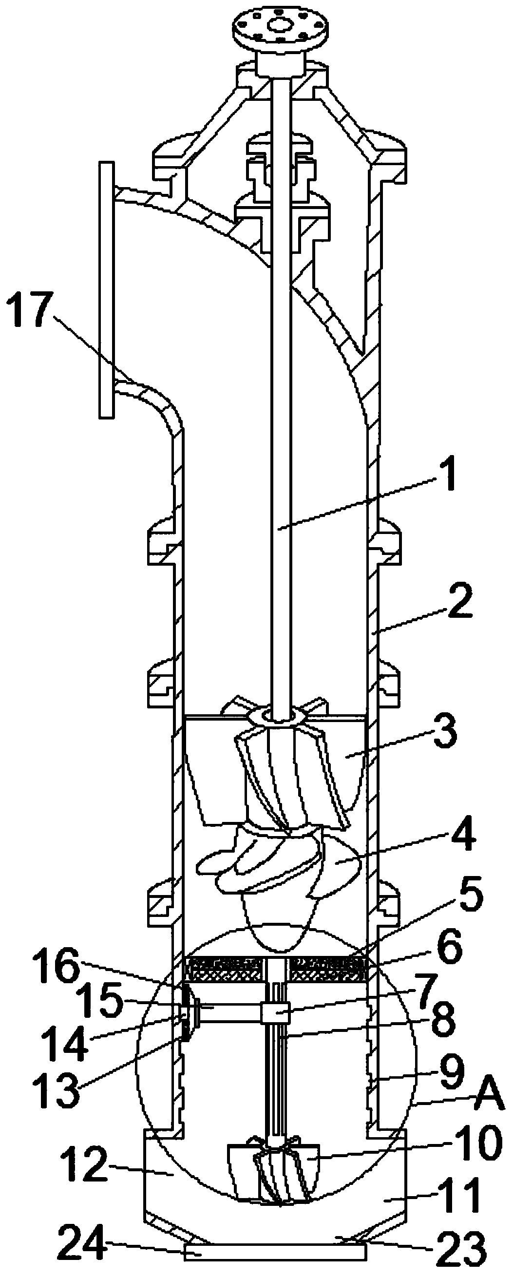 Axial-flow pump with filtering and cleaning functions