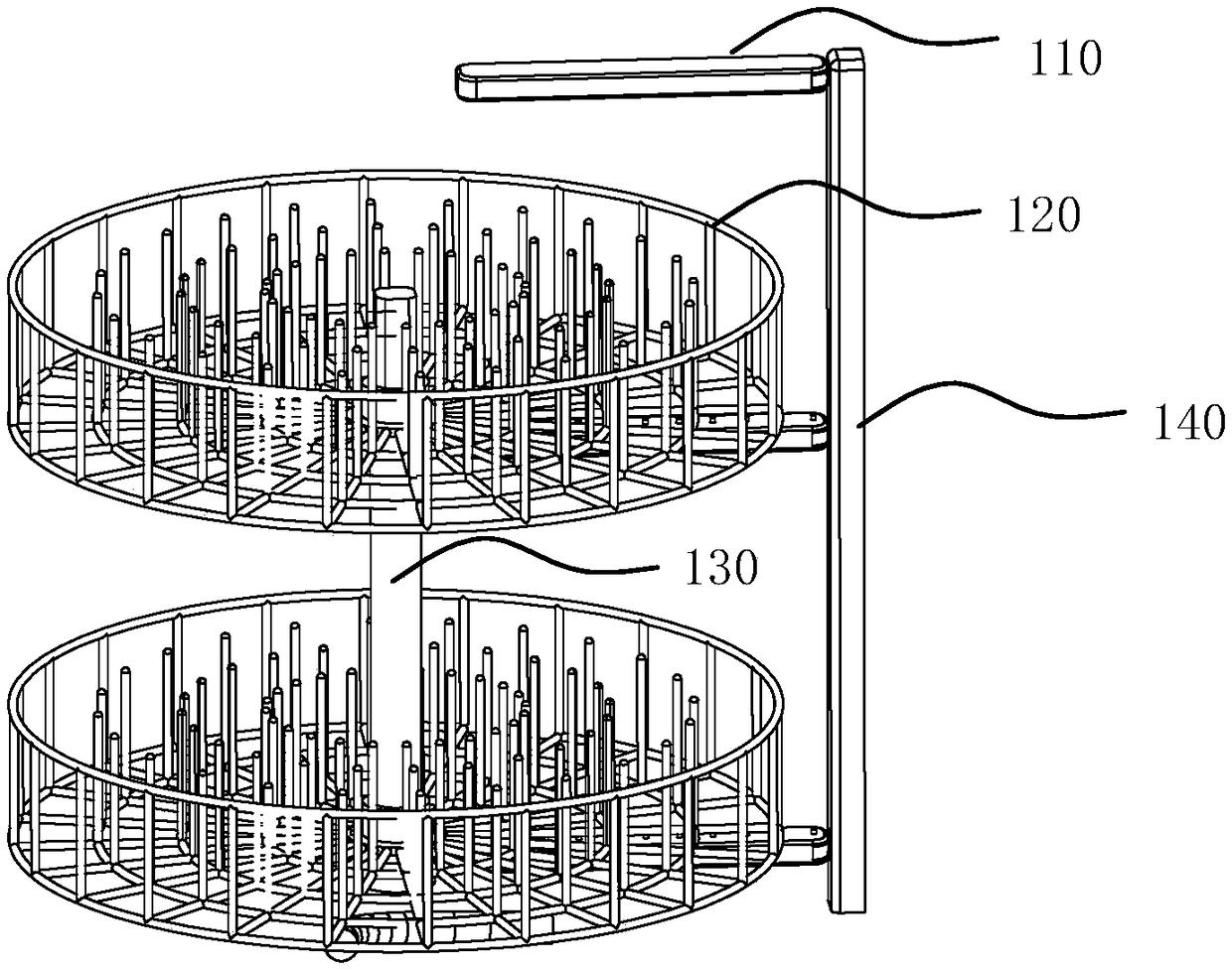 Integrated dish-washing machine with rotatable bowl baskets