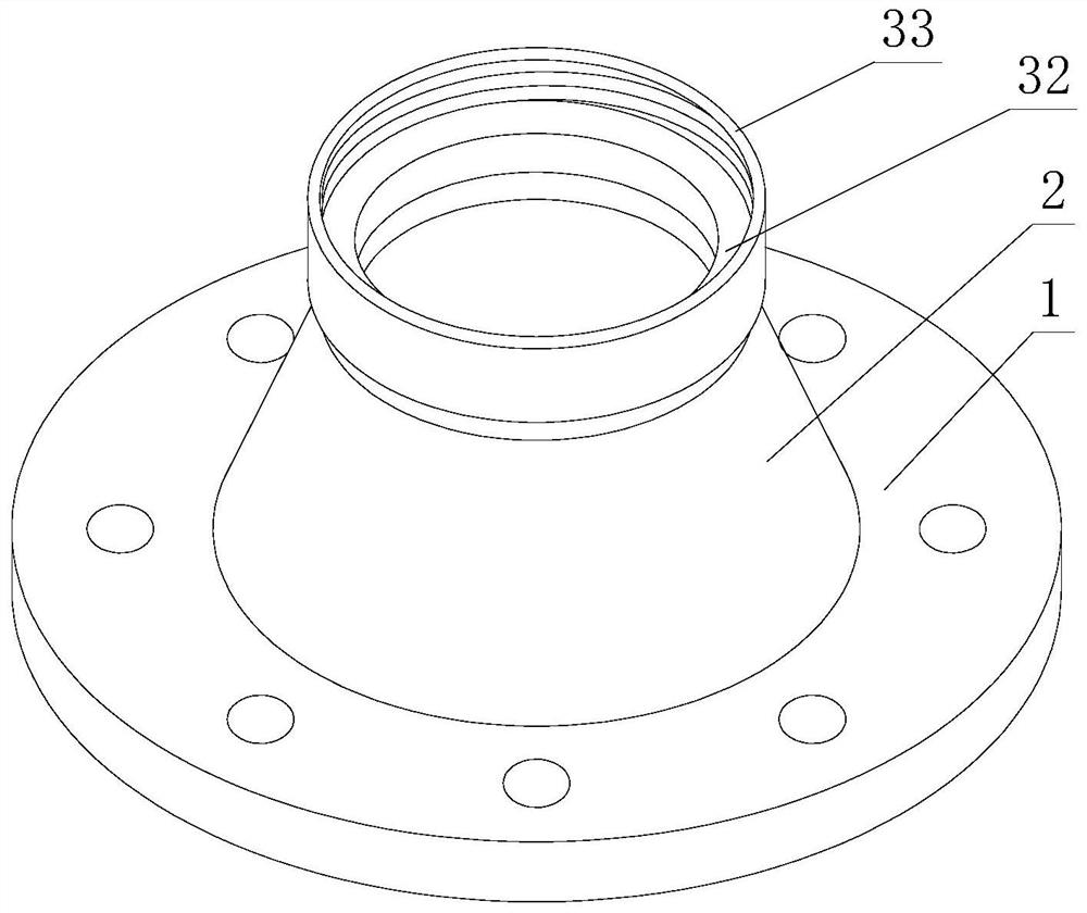 Welding neck flange with assembling ring preset at neck opening and implementation method of welding neck flange