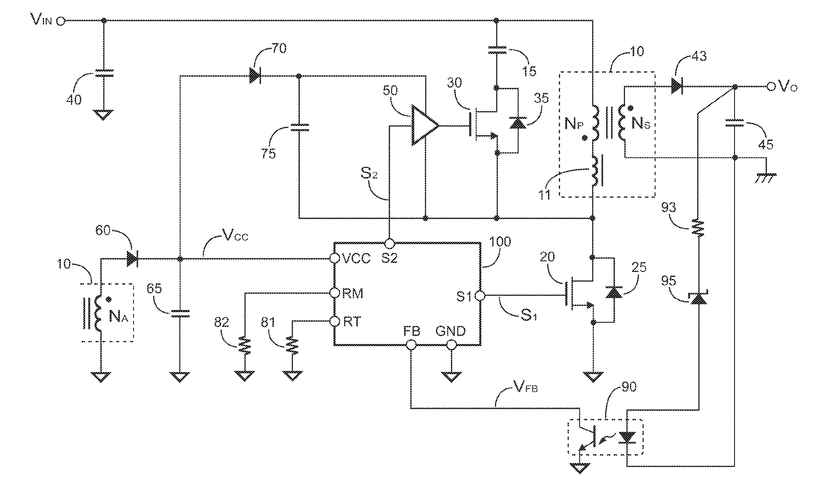 Control circuit for active-clamp flyback power converter with programmable switching period