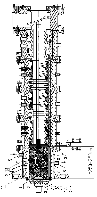 Thrust sinking material control system of bulking machine