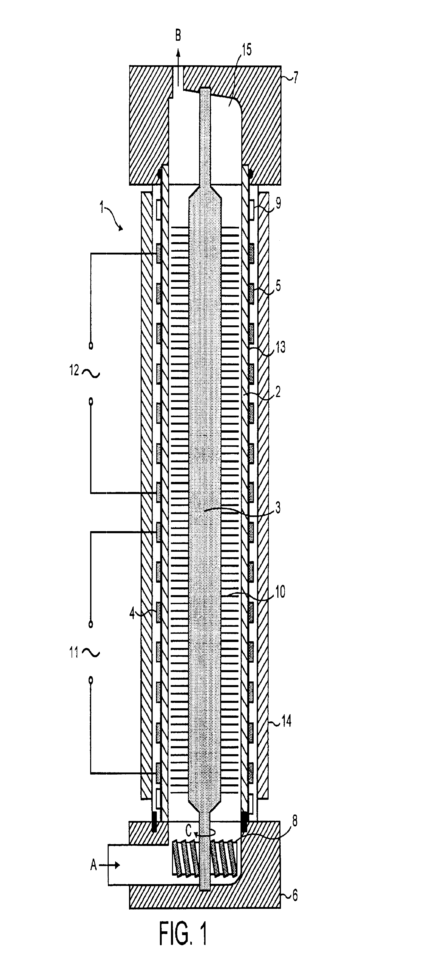 Process and module for heating liquid