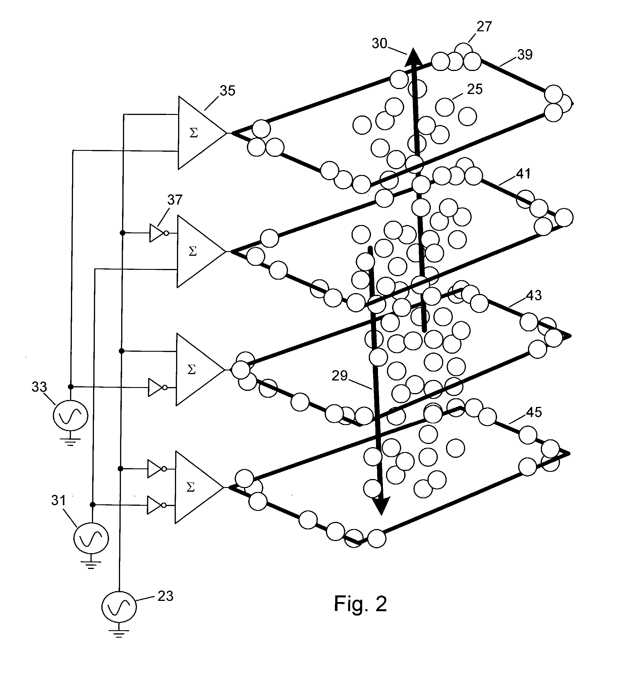 Separation of particles using multiple conductive layers