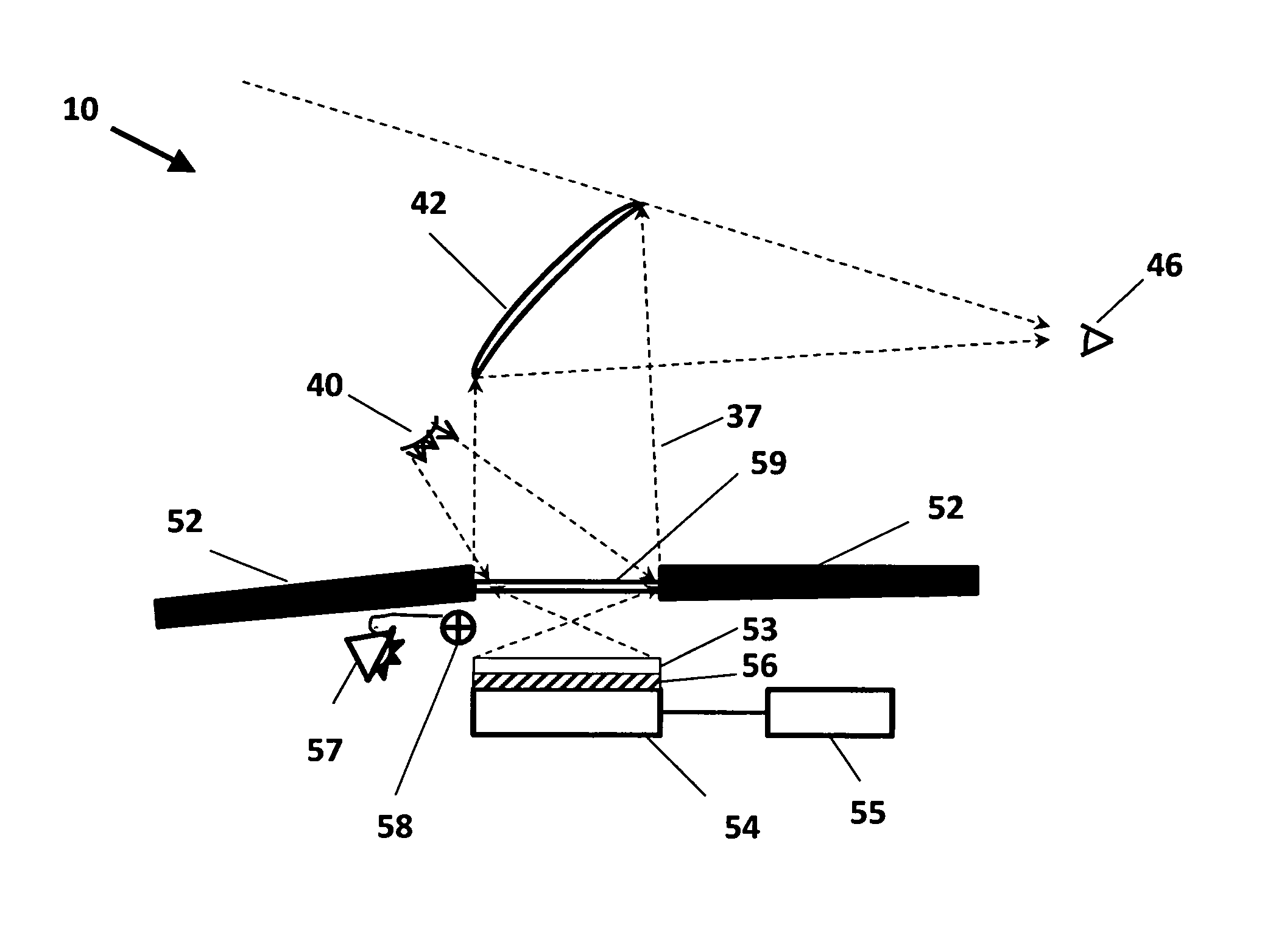 System for providing projected information combined with outside scenery