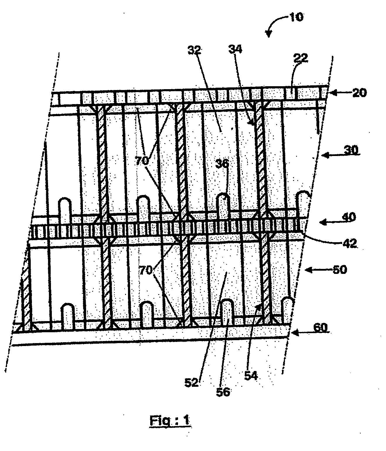 Method of assembling and checking a double-resonator acoustic panel with a honeycomb core