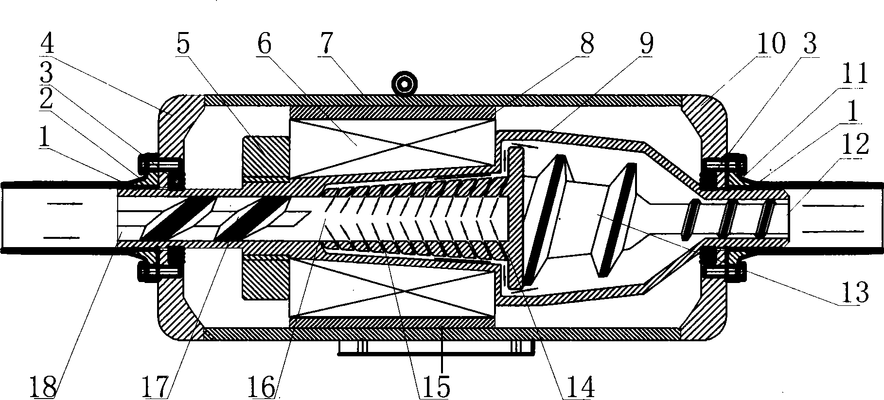 Non-impeller hollow screw axis centrifugal cavity pump
