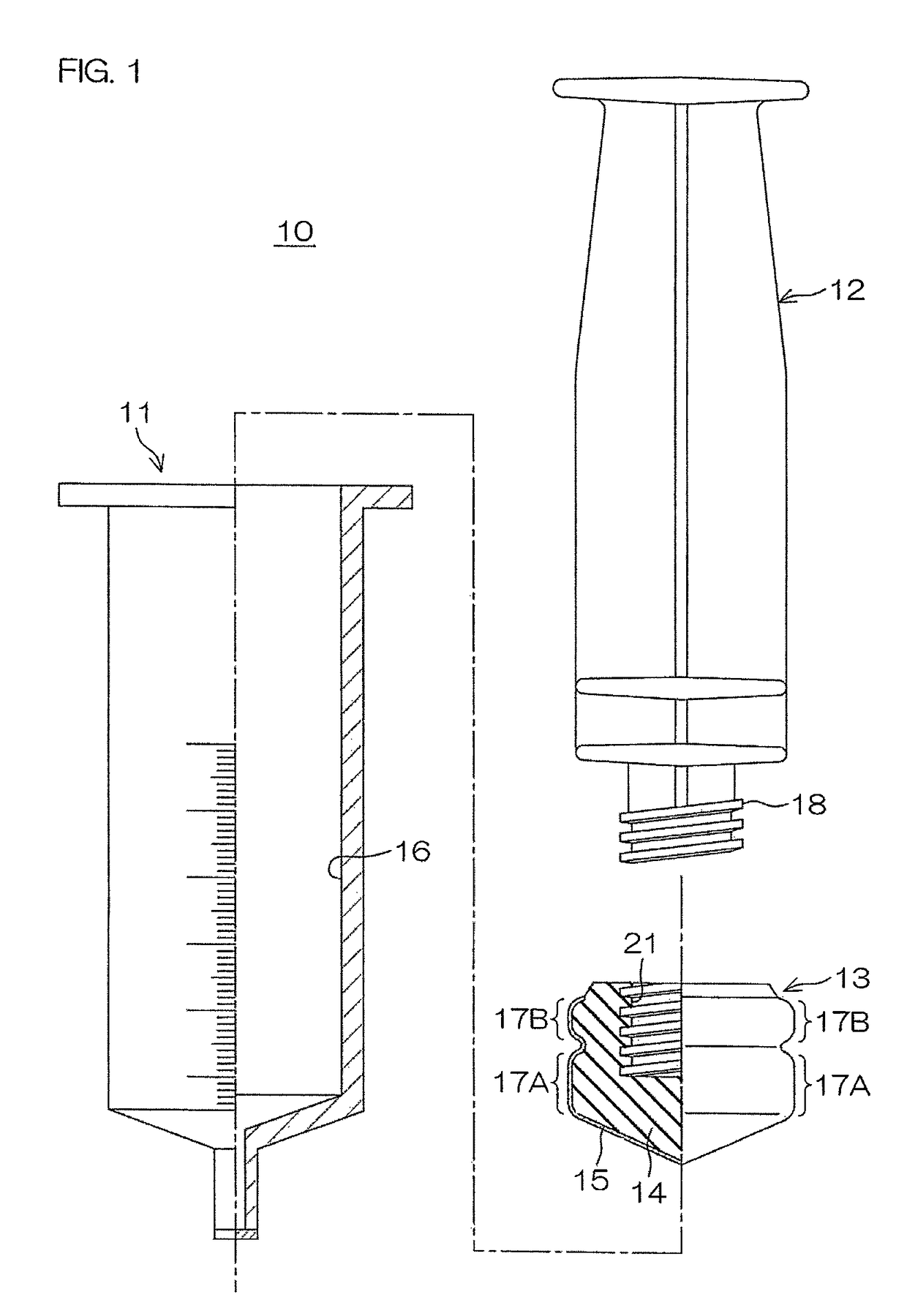 Gasket to be used for medical syringe, and medical syringe