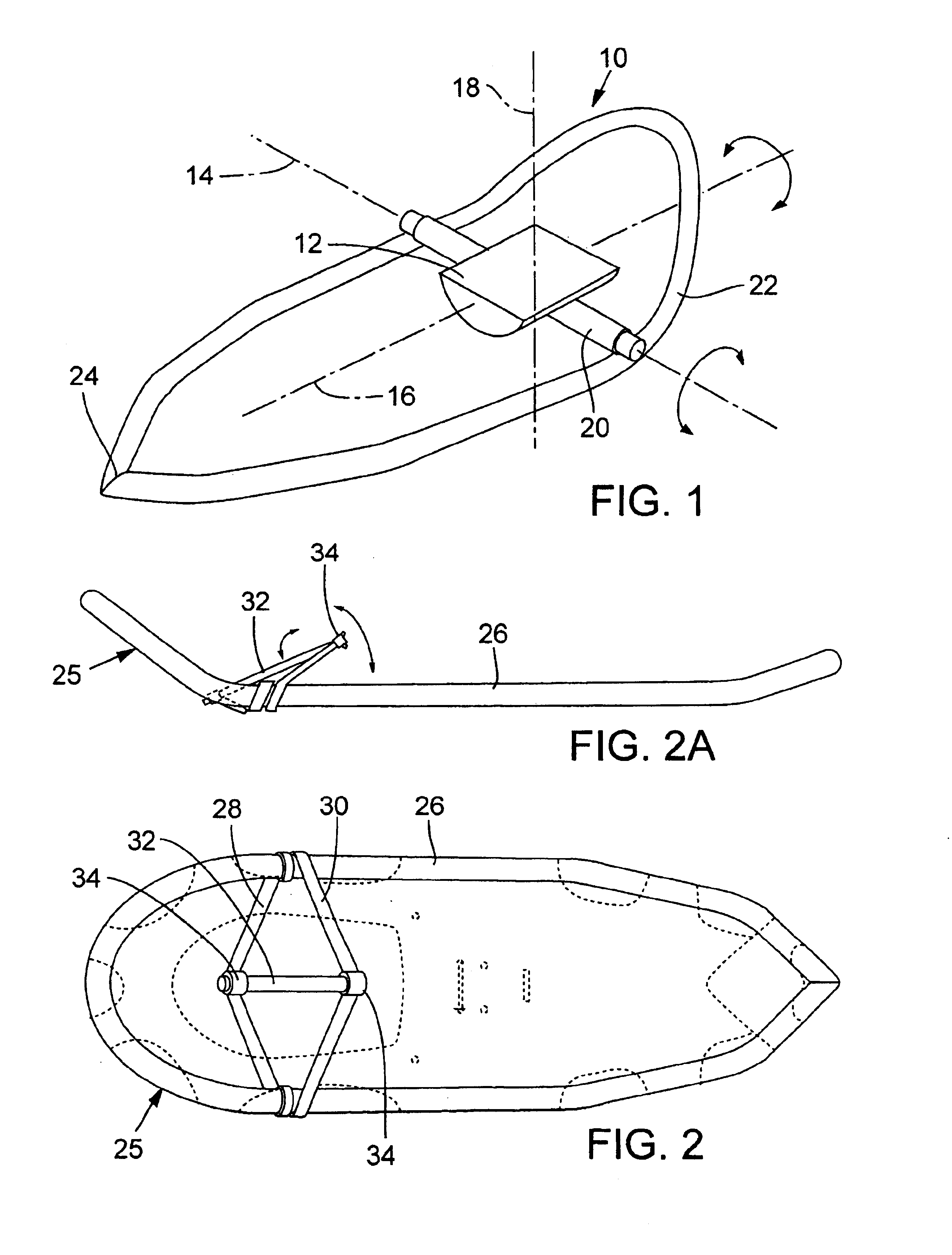 Snowshoe with two degrees of rotational freedom