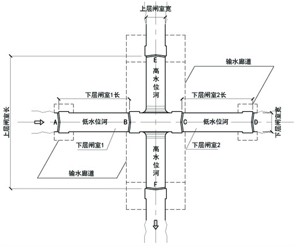Cross three-dimensional lock and water transport interchange