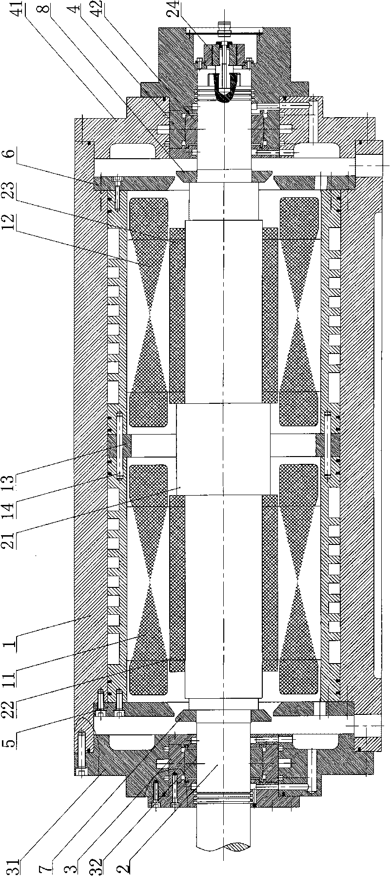 Dual stator and rotor permanent magnet synchronous motor and assembling method thereof