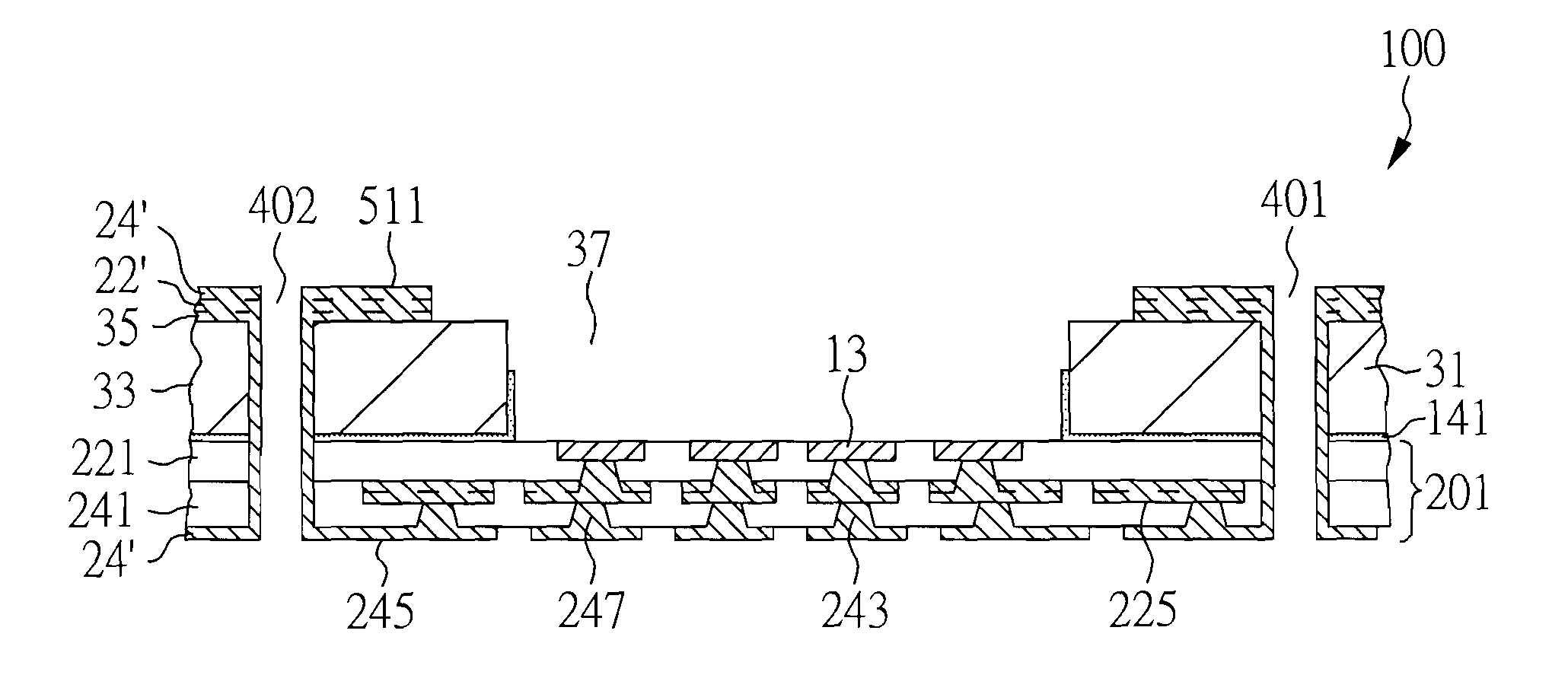 Method of making cavity substrate with built-in stiffener and cavity
