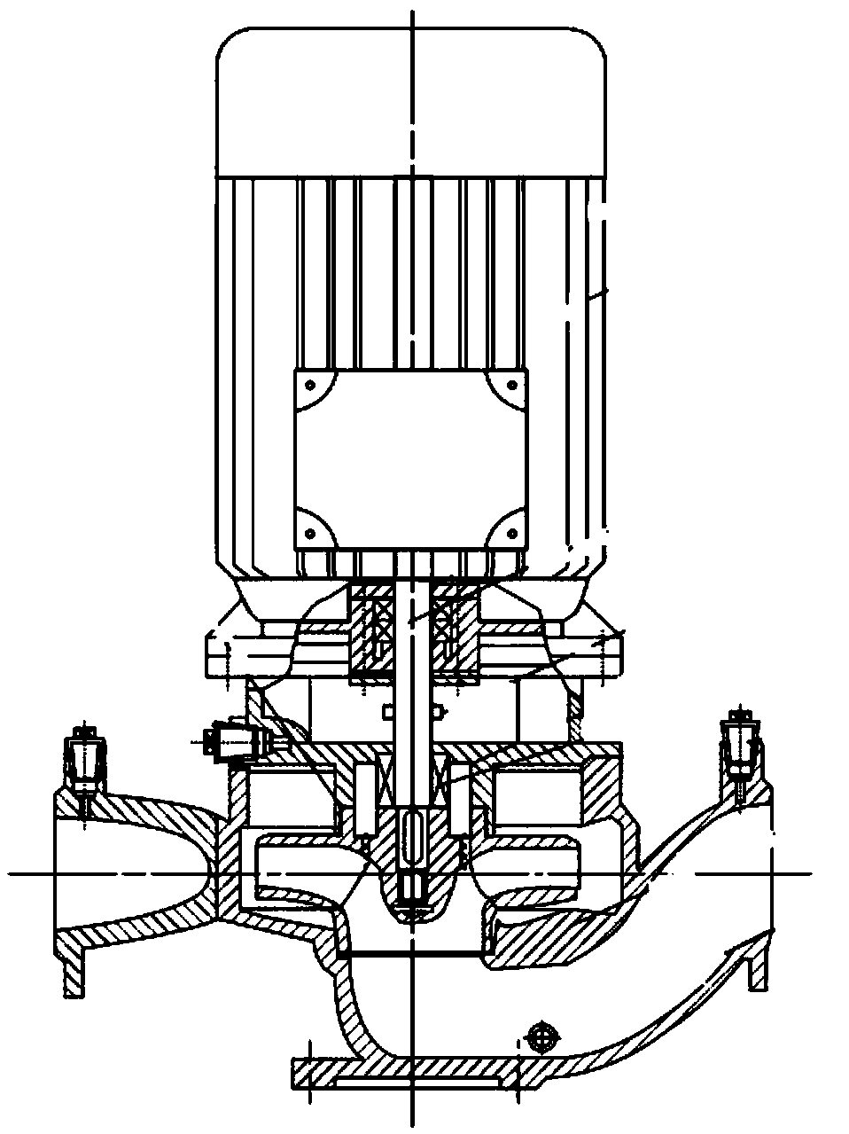 Pump vertical motor bearing oil injection and discharge structure and vertical motor