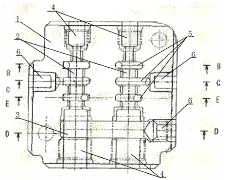 Multi-passage valve body casting