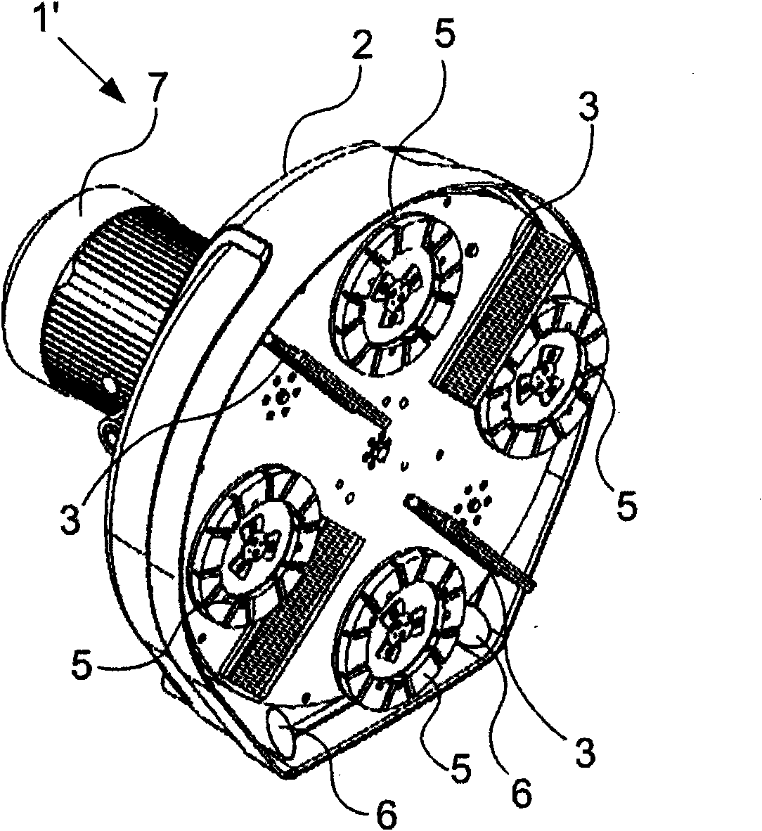 Device and method for improved collection of dust in treatment of floor surfaces
