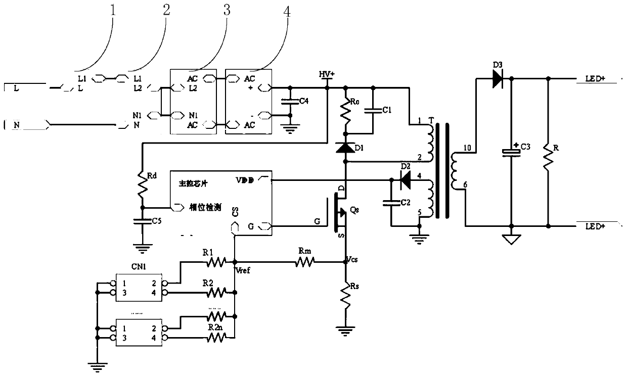Power output circuit, LED drive circuit, drive method and LED