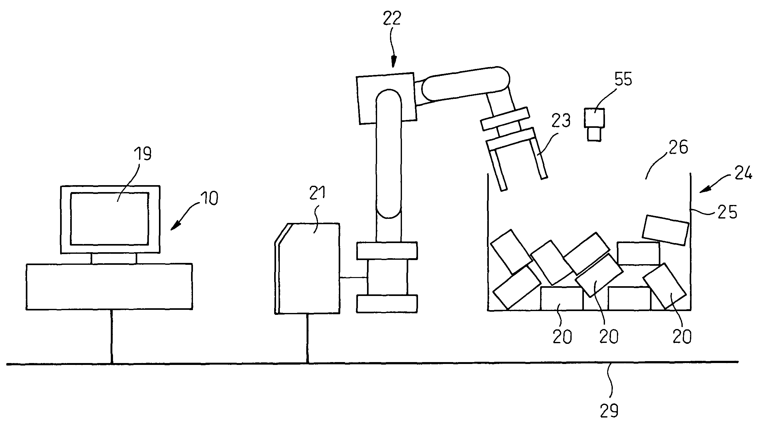 Apparatus simulating operations between a robot and workpiece models