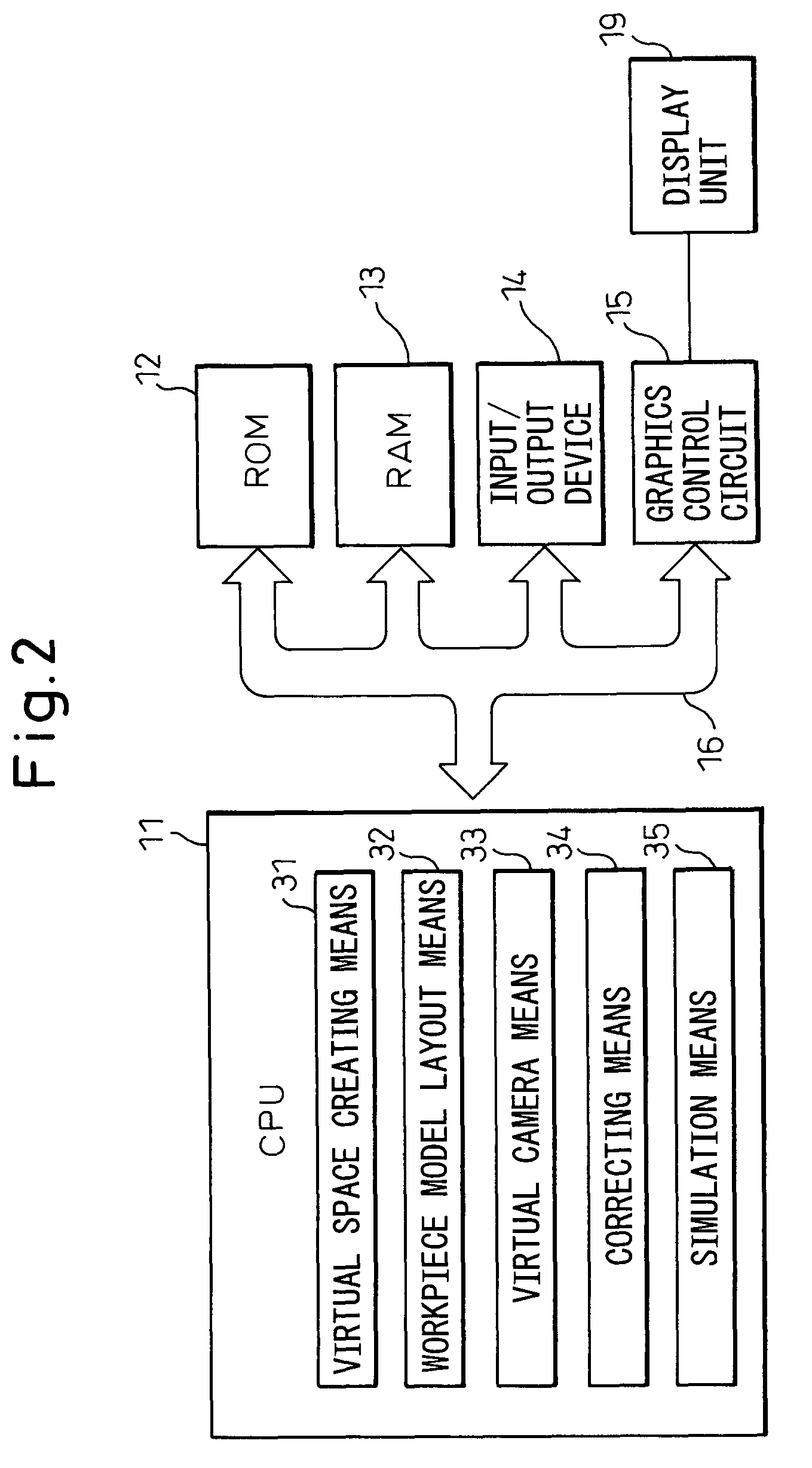 Apparatus simulating operations between a robot and workpiece models