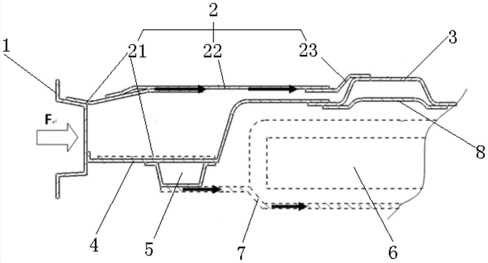 A car battery protection structure