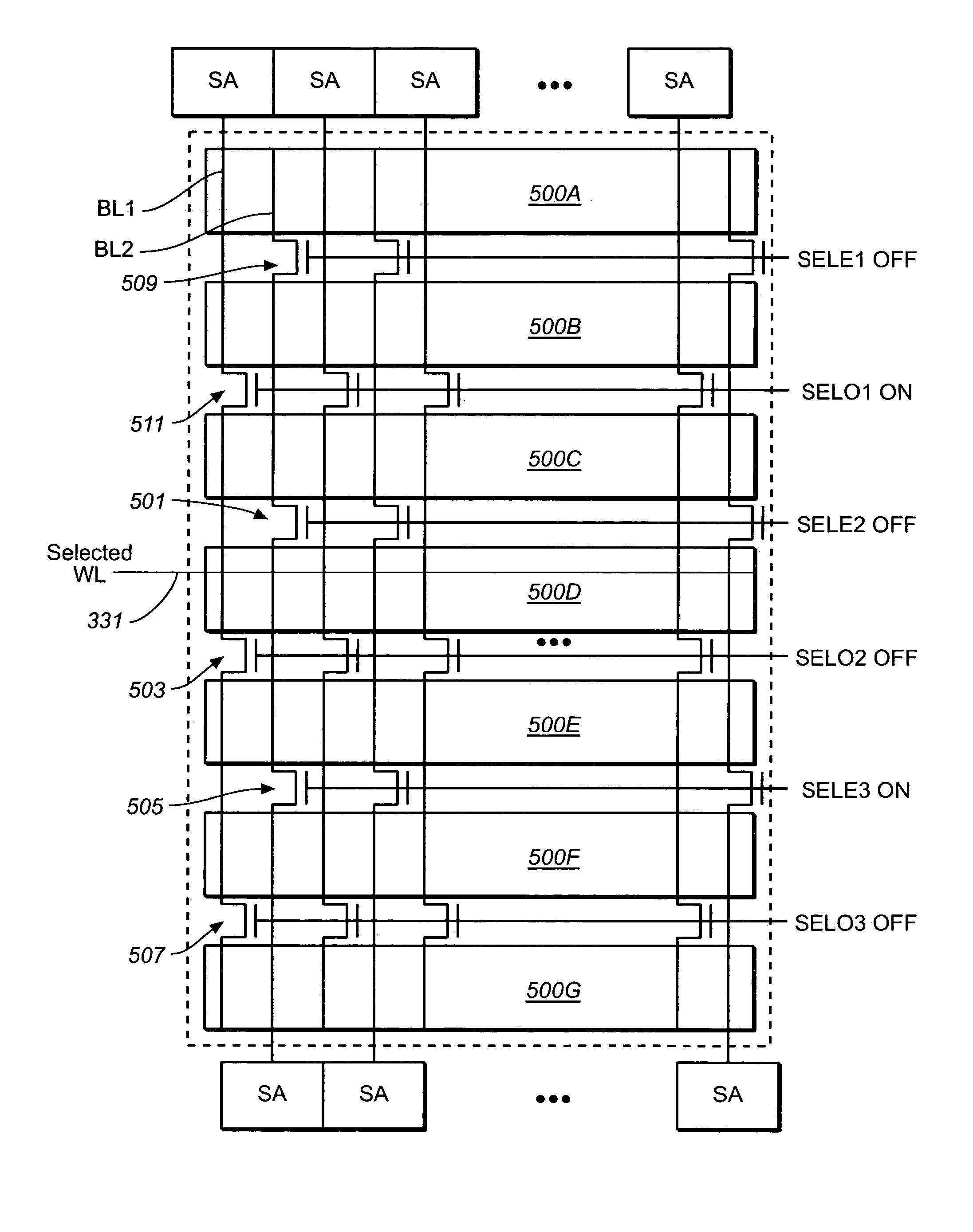 Partition of non-volatile memory array to reduce bit line capacitance