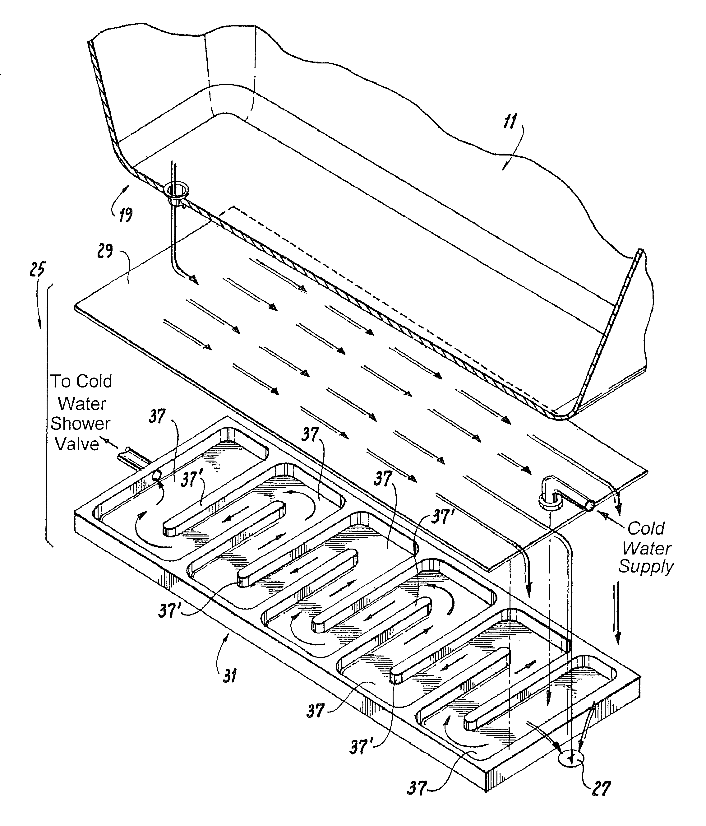 Shower heat exchanger with clog-removable drain