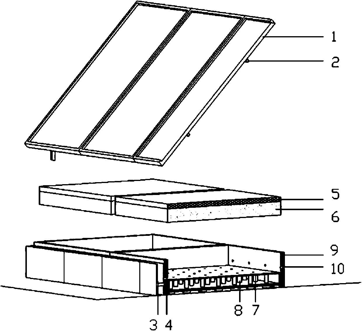 Panel solar cell and roof greening combined assembly