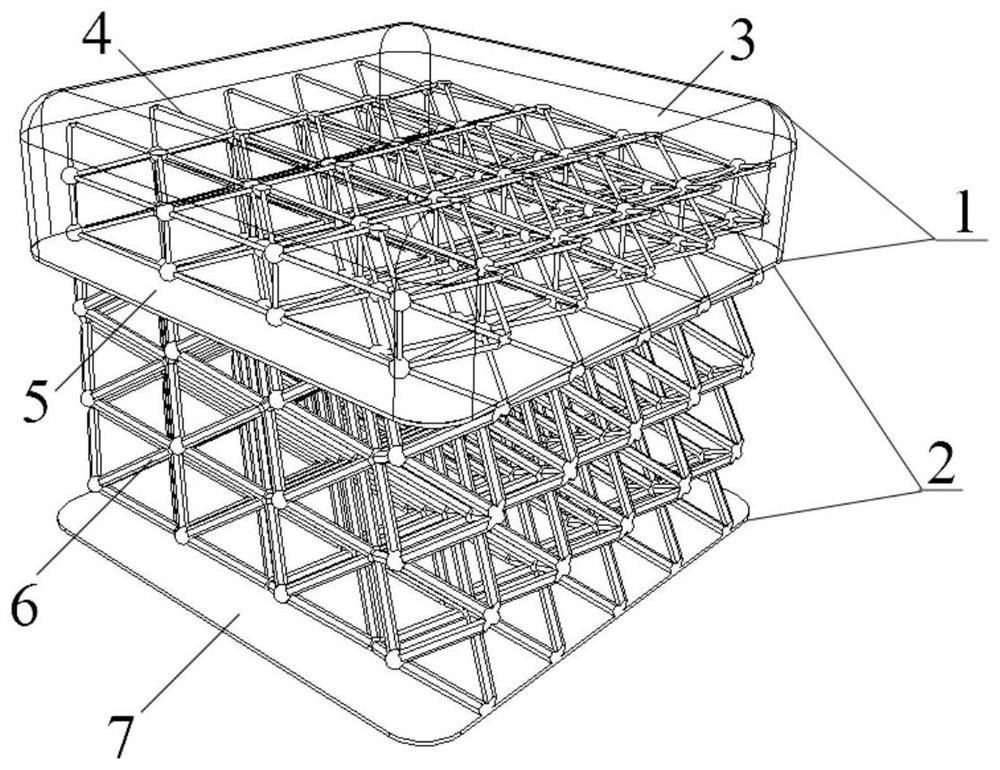 Metal dot matrix reinforced ablative material sandwich plate structure