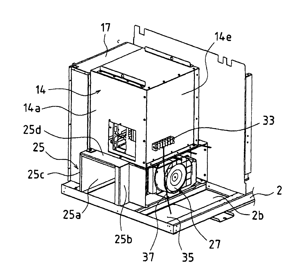 Arrangement structure for power converter and control box in package-housed engine generator