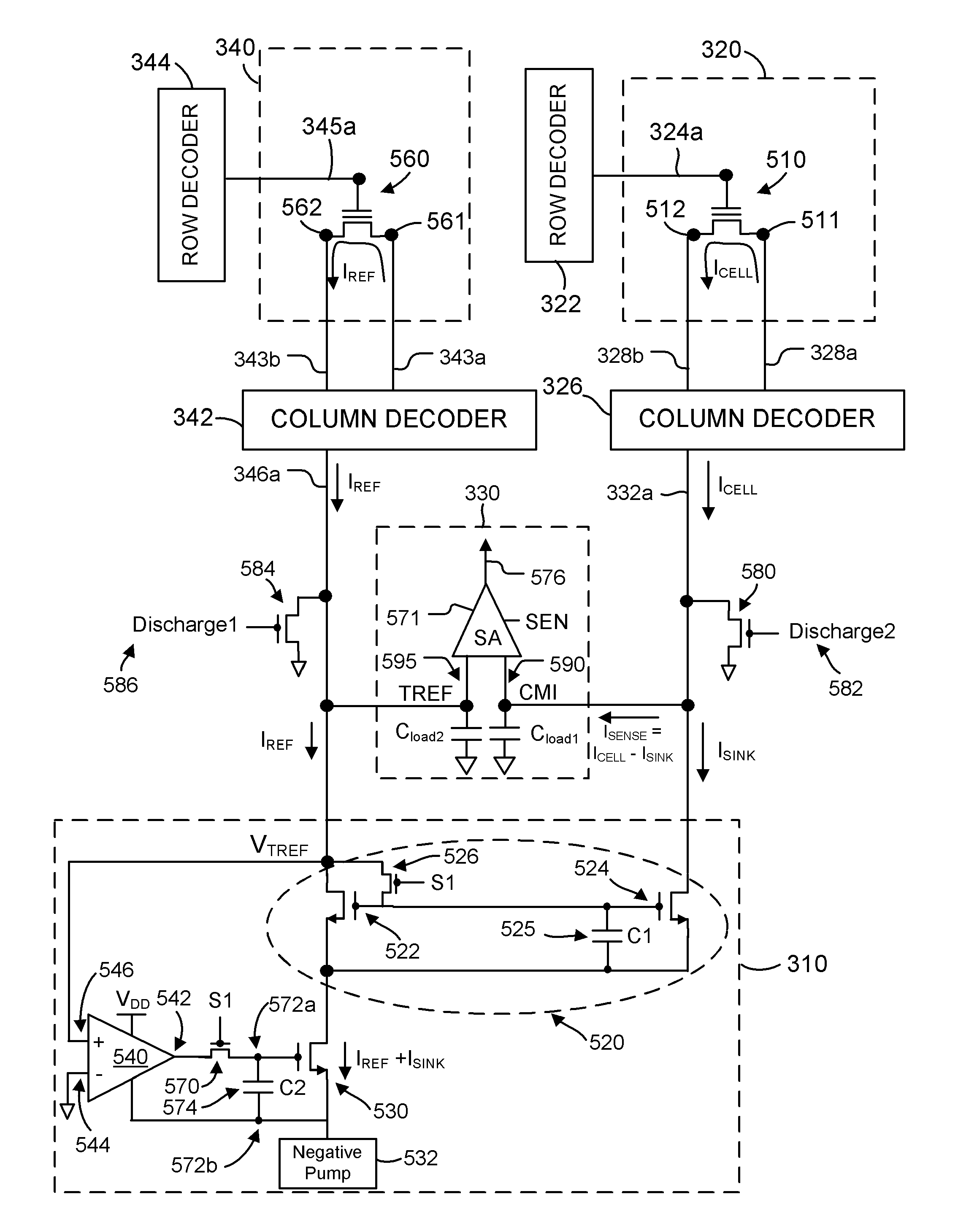 Current sink system based on sample and hold for source side sensing