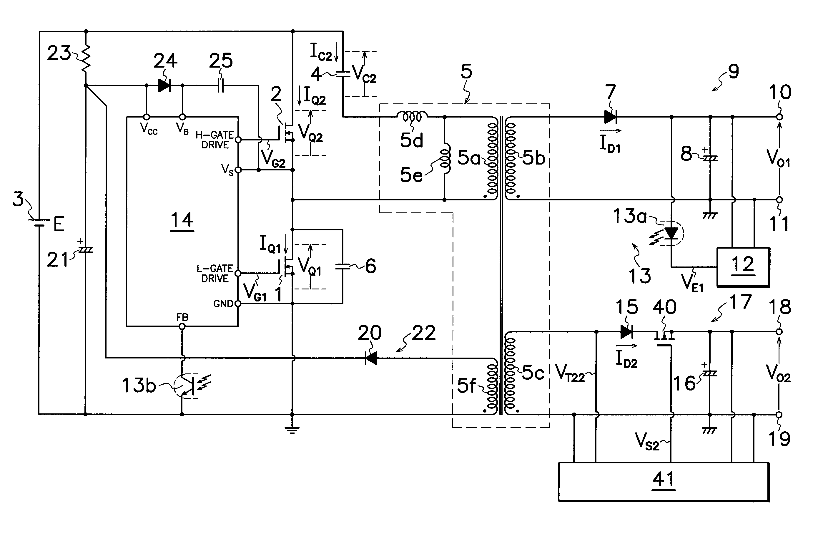 Current resonant DC-DC converter of multi-output type