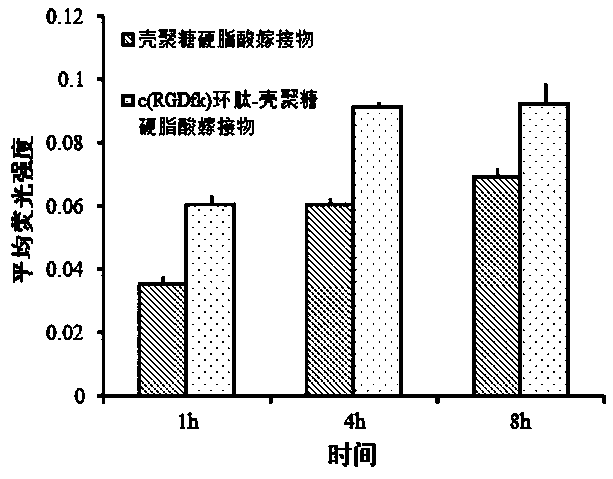 c(RGDfk) cyclic peptide-chitosan stearic acid graft drug-loaded micelles as well as preparation and application thereof