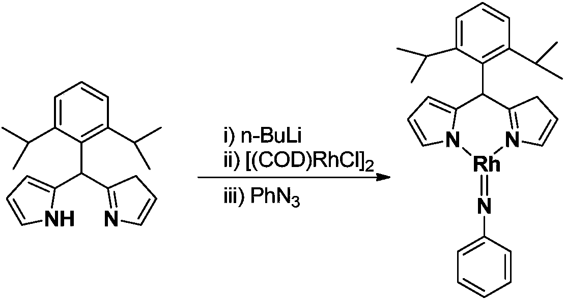 Preparation of large-steric-hindrance trivalent rhodium imide complex and application thereof