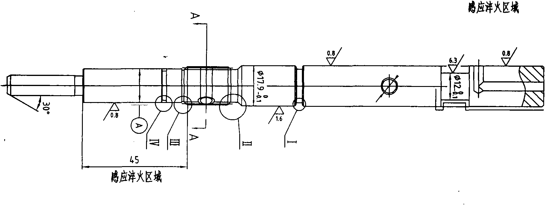 Induction quenching method of shifting guide shaft of automatic transmission