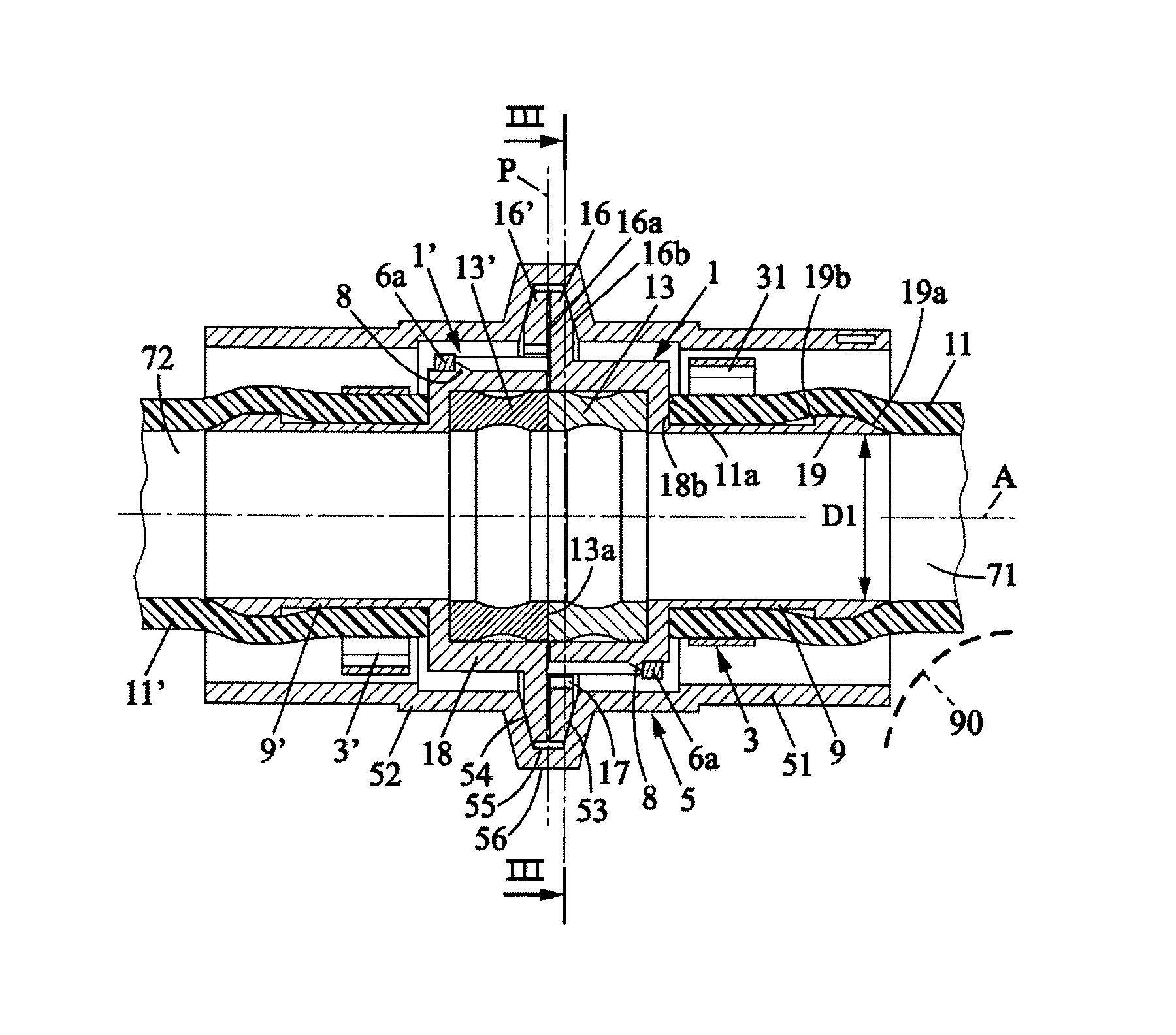 Asexual fluid connector having a clamp and protection