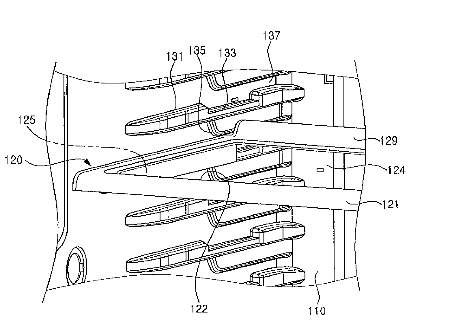 Installation structure of shelf assembly for refrigerator and refrigerator comprising the same