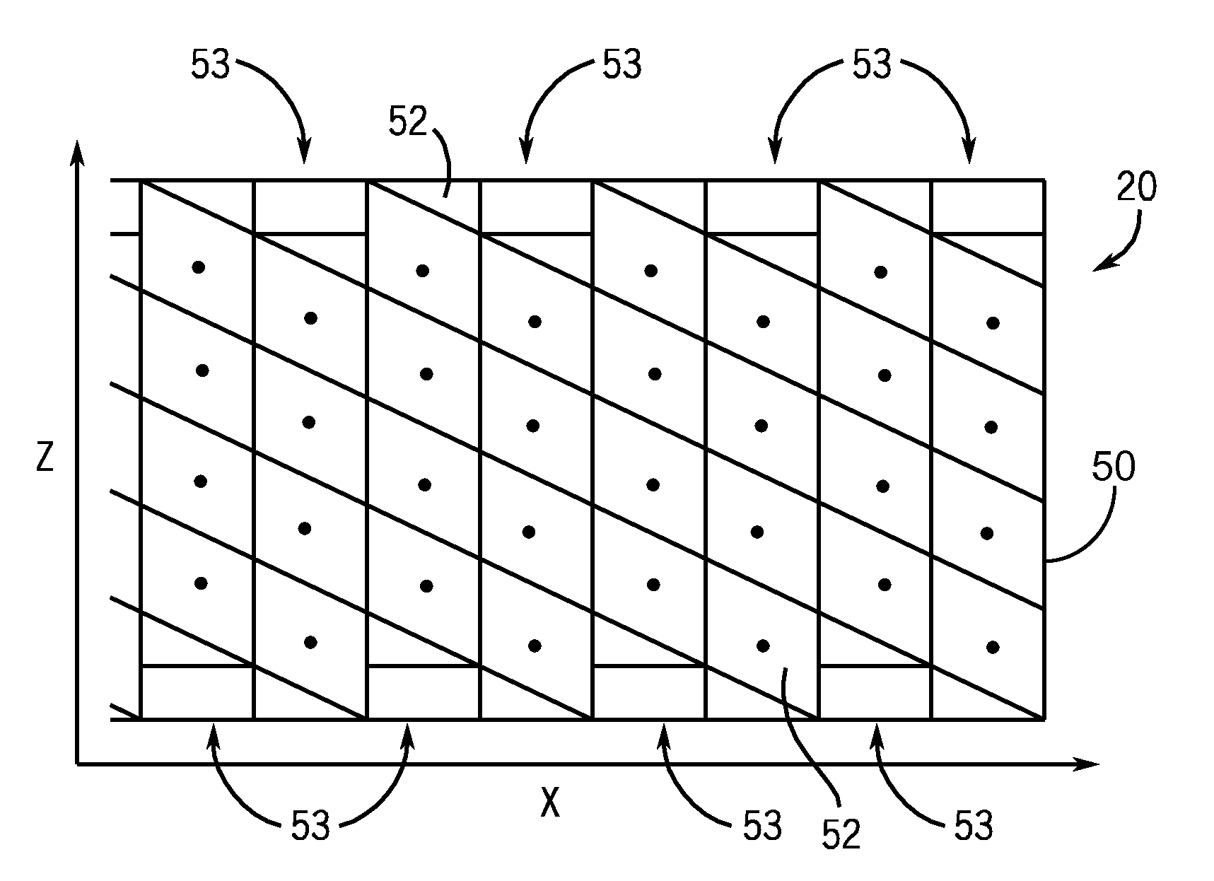 Deflection-equipped ct system with non-rectangular detector cells