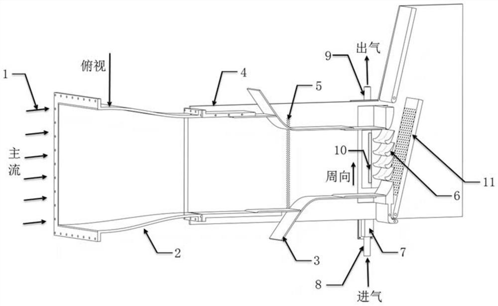 Sealing gas supply device for transonic turbine plane blade grid experiment