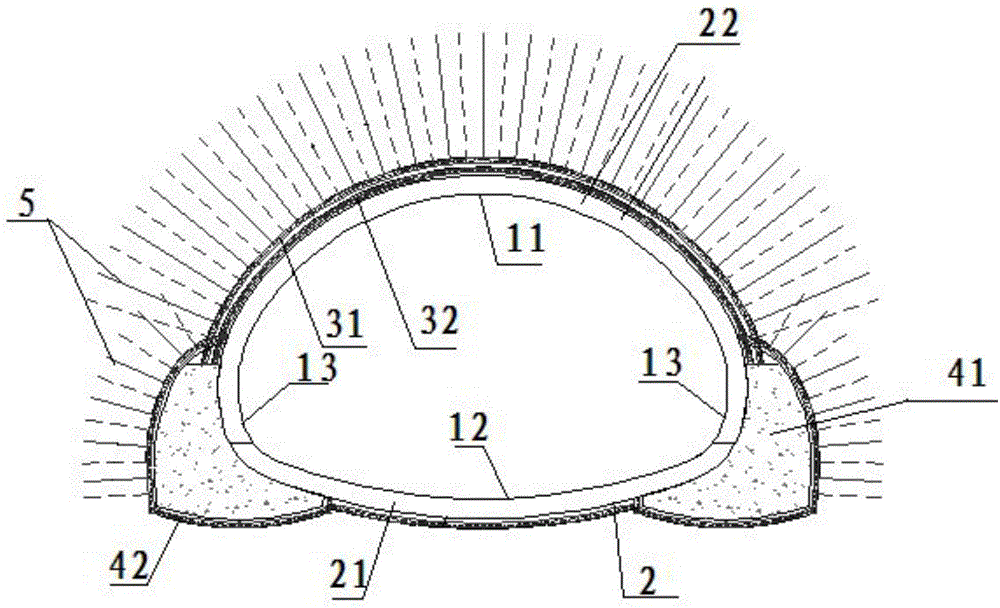 Oversized variable cross section tunnel supporting structure