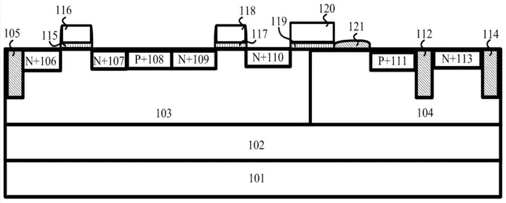 A ldmos‑scr device with source-side embedded interdigitated nmos