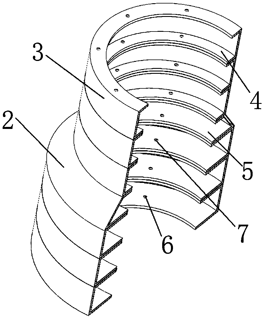 Stepped composite material wind power anti-seismic tower barrel