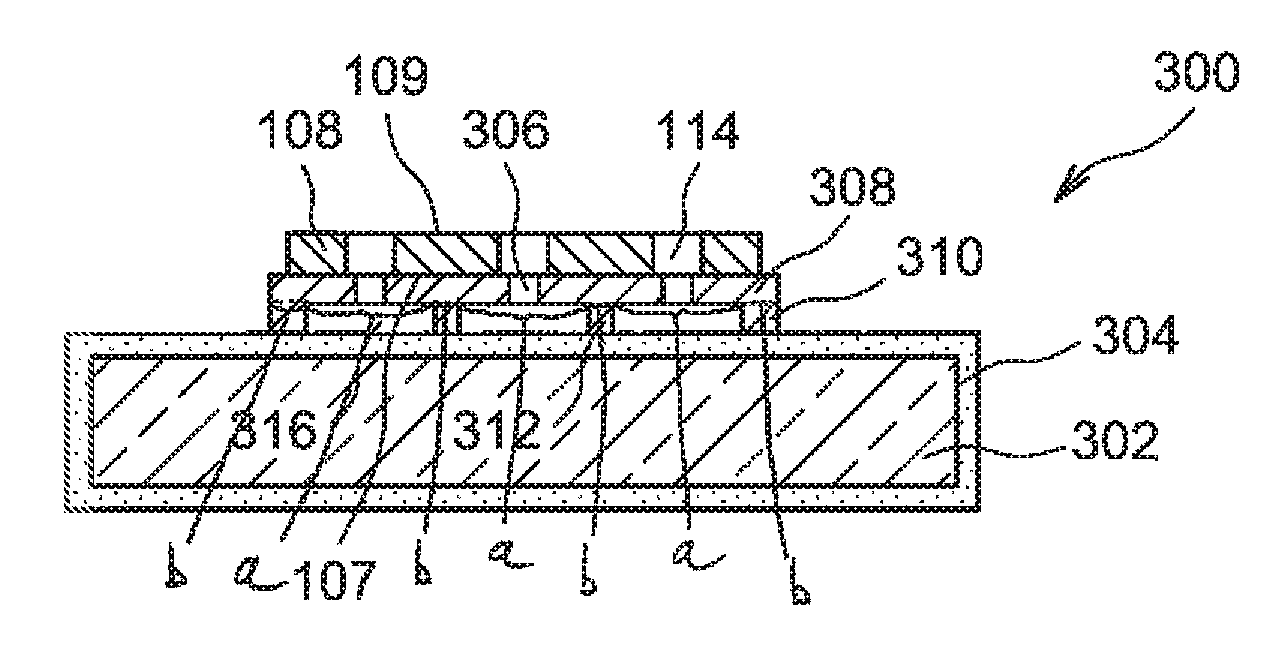 Suspended getter material-based structure