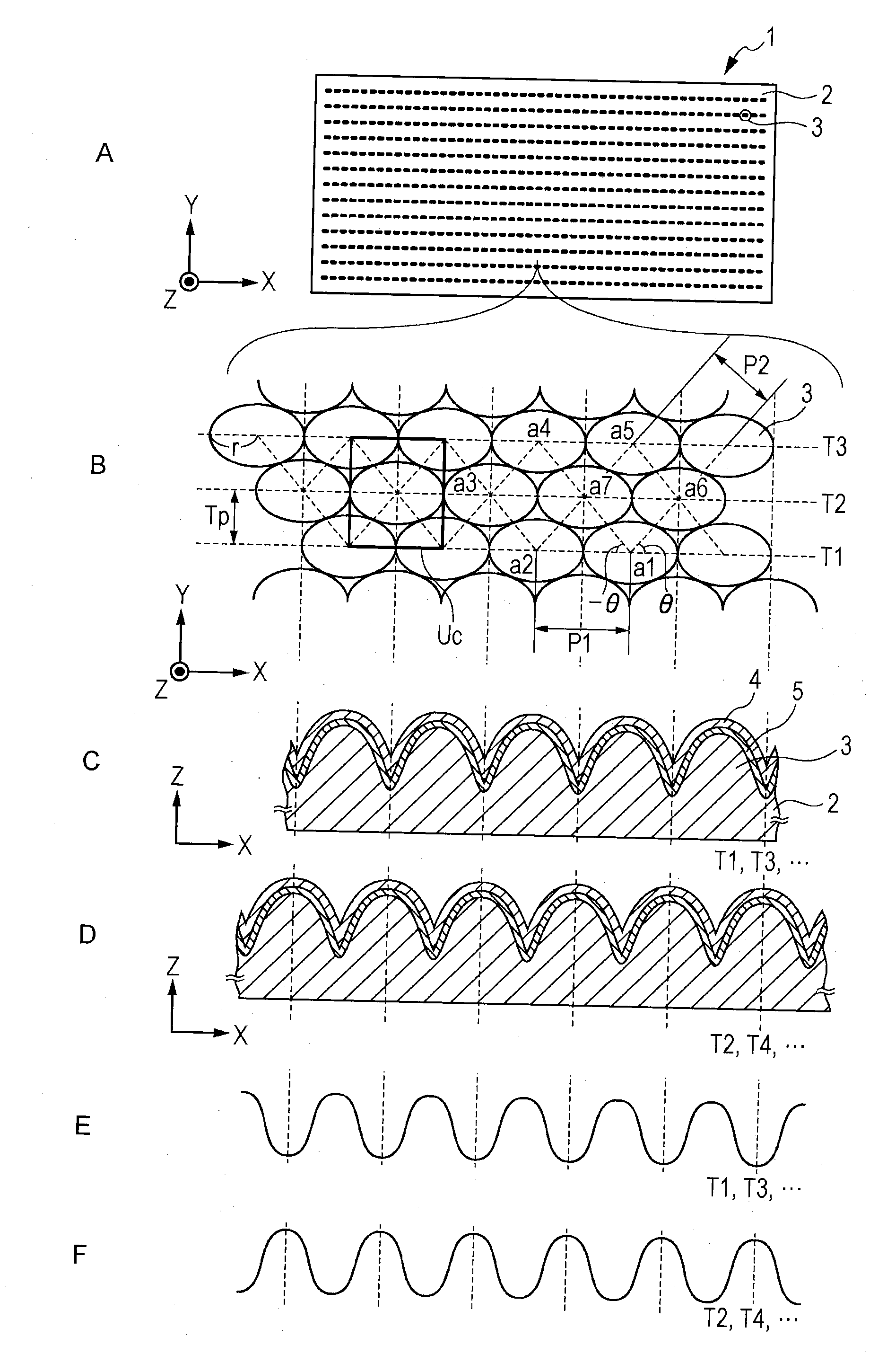 Electrically conductive optical element, touch panel, information input device, display device, solar cell, and stamper for producing electrically conductive optical element