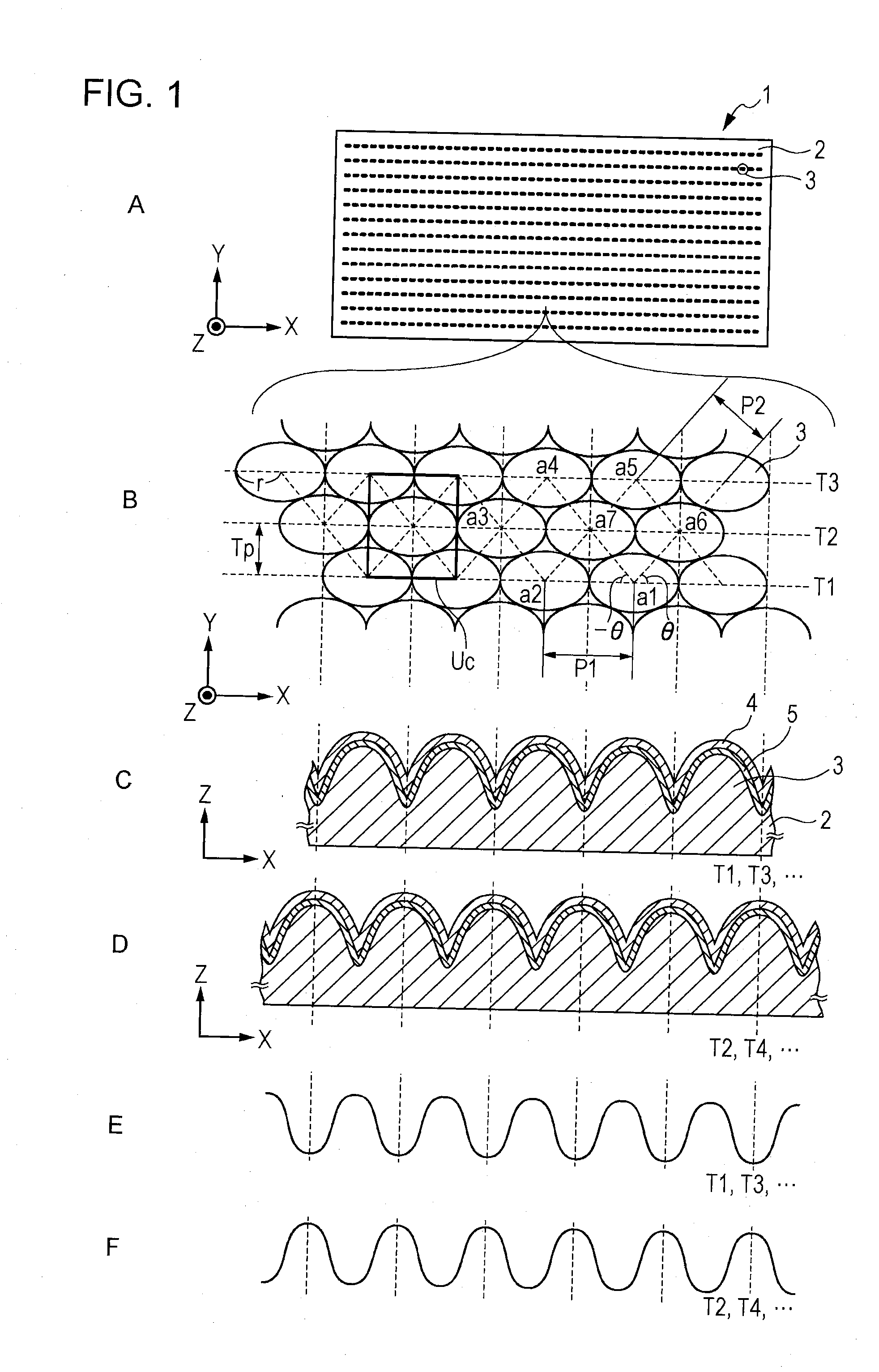 Electrically conductive optical element, touch panel, information input device, display device, solar cell, and stamper for producing electrically conductive optical element